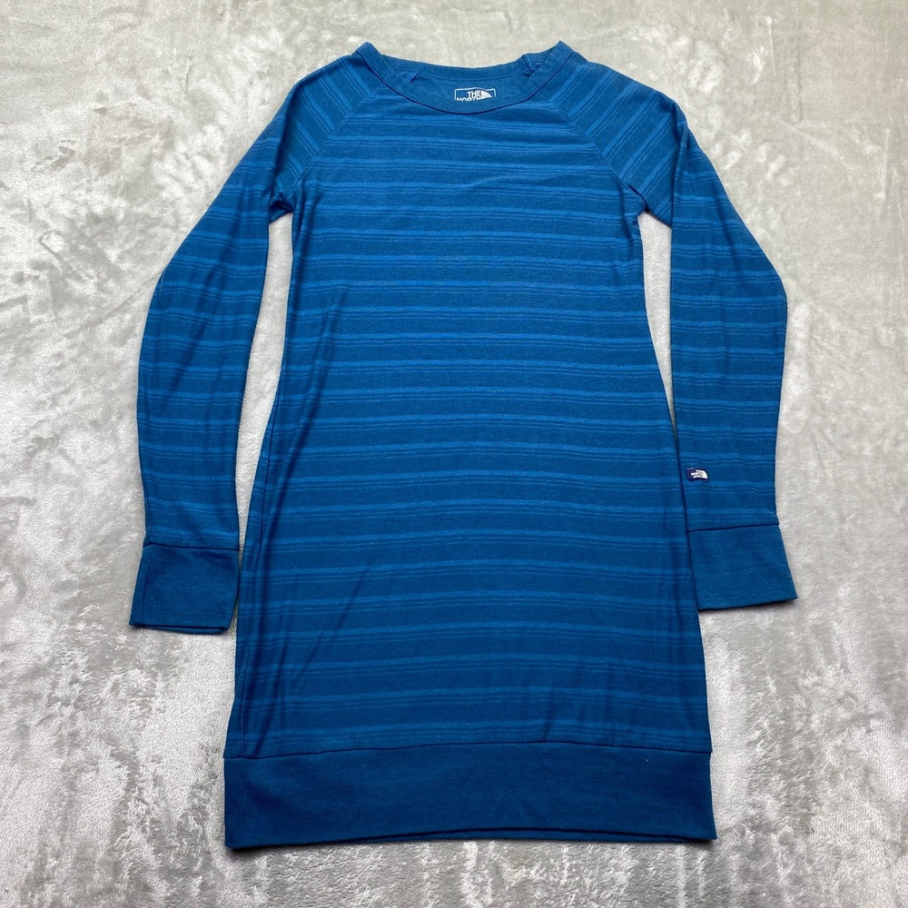 The North‎ Face Blue Striped Long Sleeve Casual Dress Women Size M Grunhge